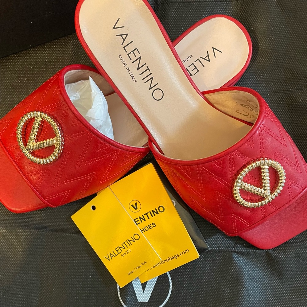 Valentino by Mario Valentino - New - Red Leather Sandals